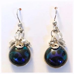 NWOT Marble & Beads Navy Circles Dangle Earrings